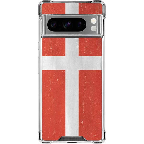 Denmark Flag Distressed Google Pixel 8 Pro Clear Case